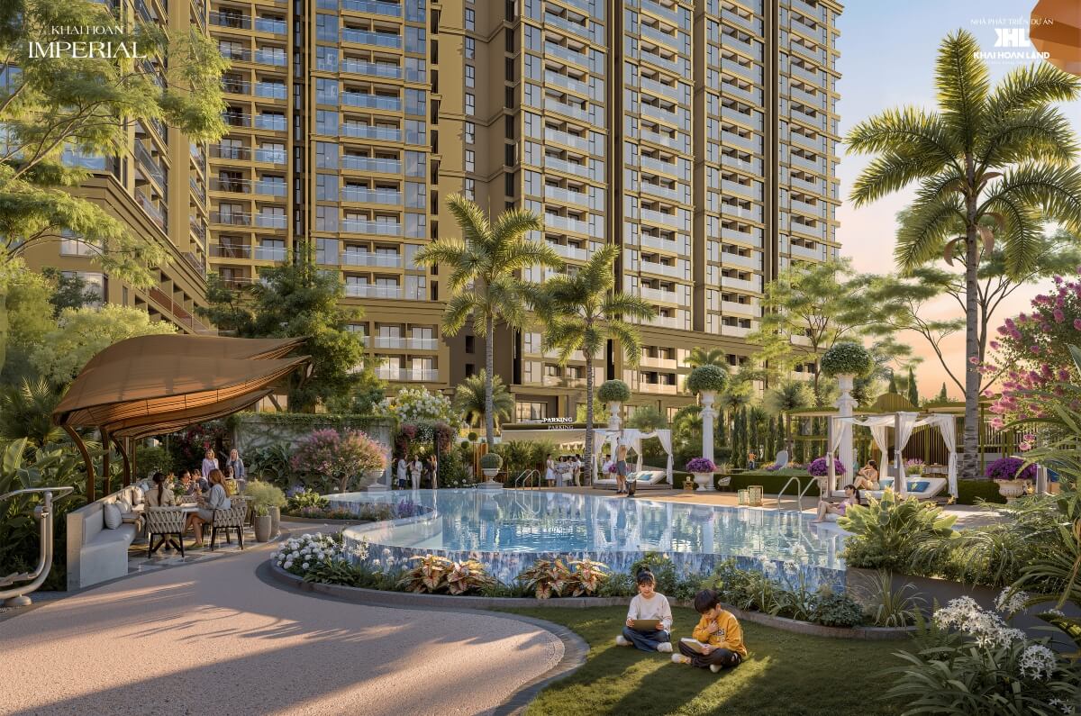 Hồ bơi tại dự án căn hộ Khải Hoàn Imperial