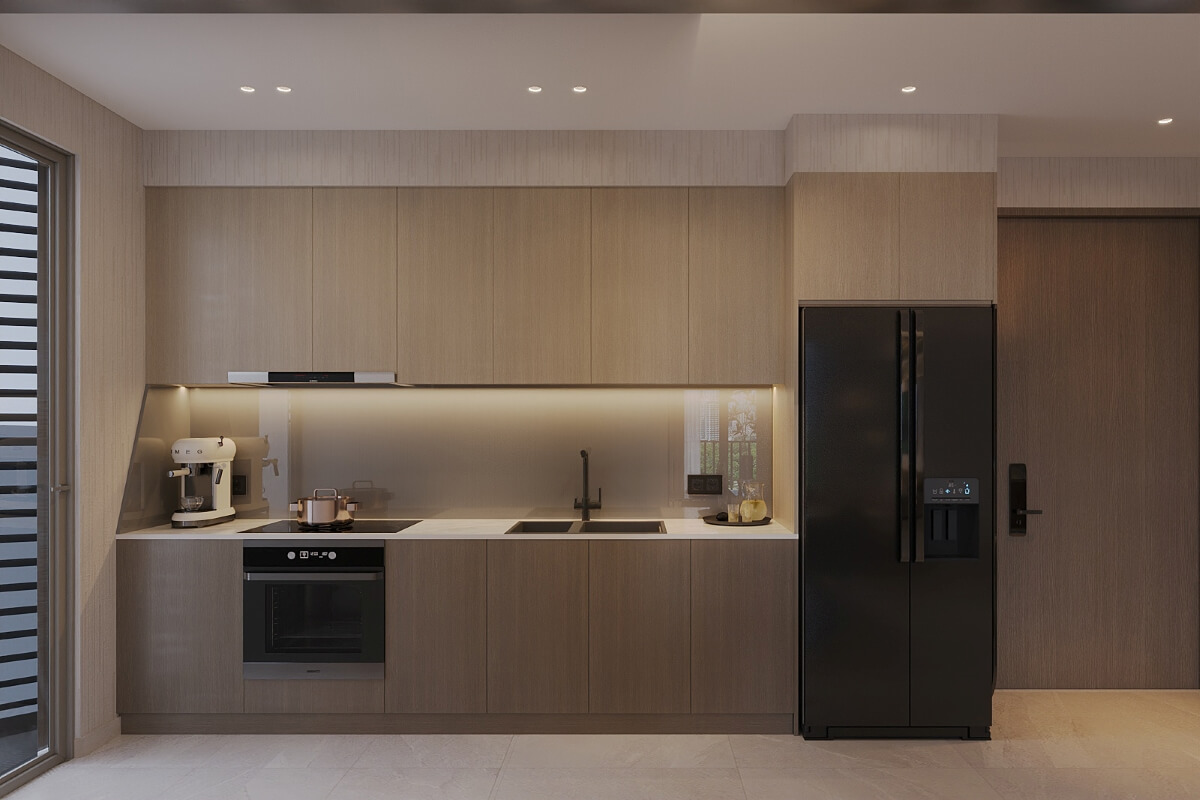 Thiết kế khu vực bếp căn hộ Fenica Dĩ An