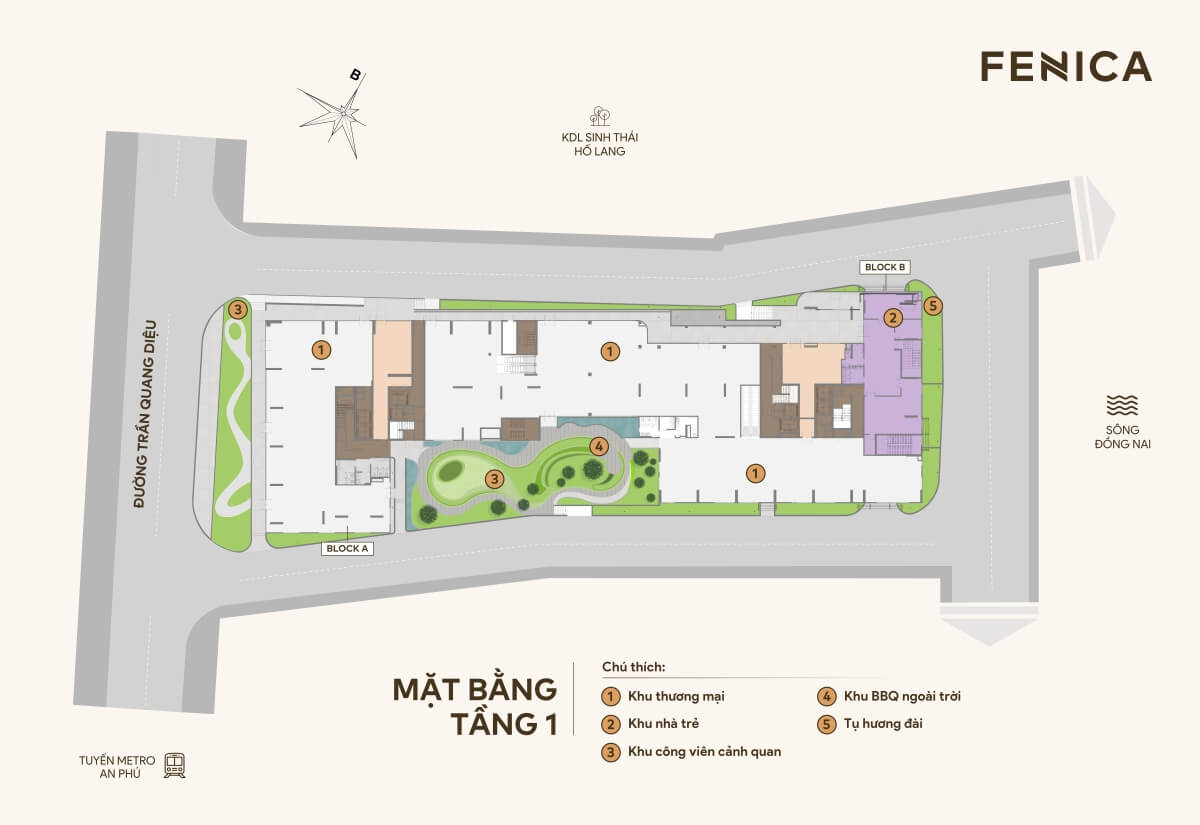 Mặt bằng tầng 1 dự án căn hộ Fenica Dĩ An
