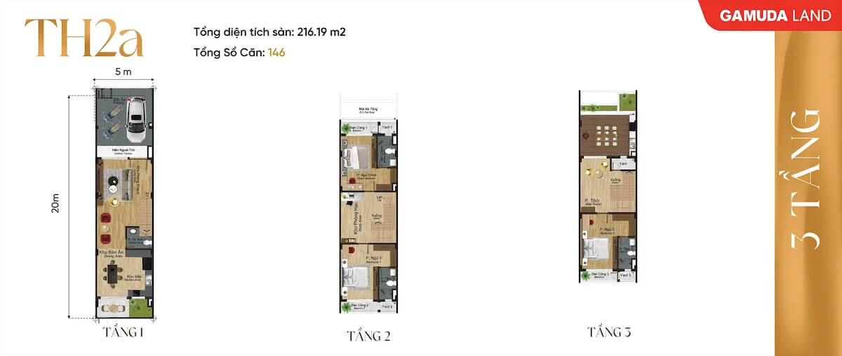 Thiết kế shophouse 3 tầng Artisan Park