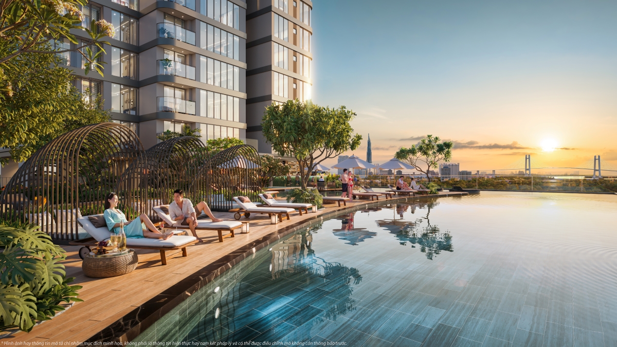 Hồ bơi tại dự án căn hộ Vlasta Premier Phú Thuận